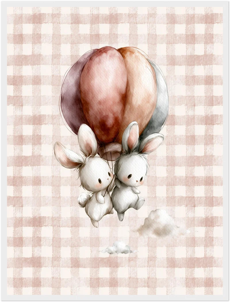 Häschen auf Ballonfahrt Poster