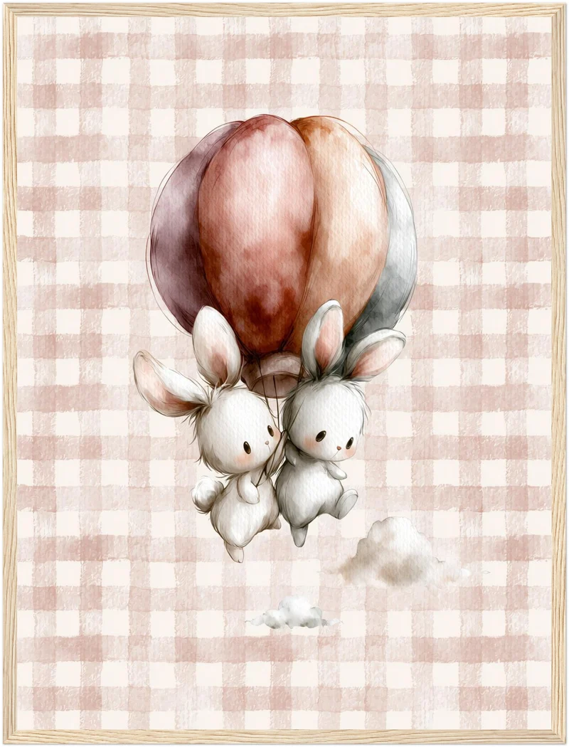 Häschen auf Ballonfahrt Poster