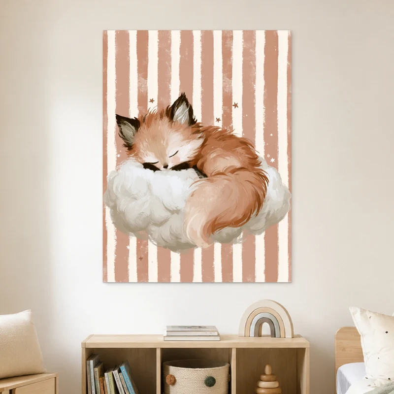 Schlafendes Füchslein auf Wolke Leinwand
