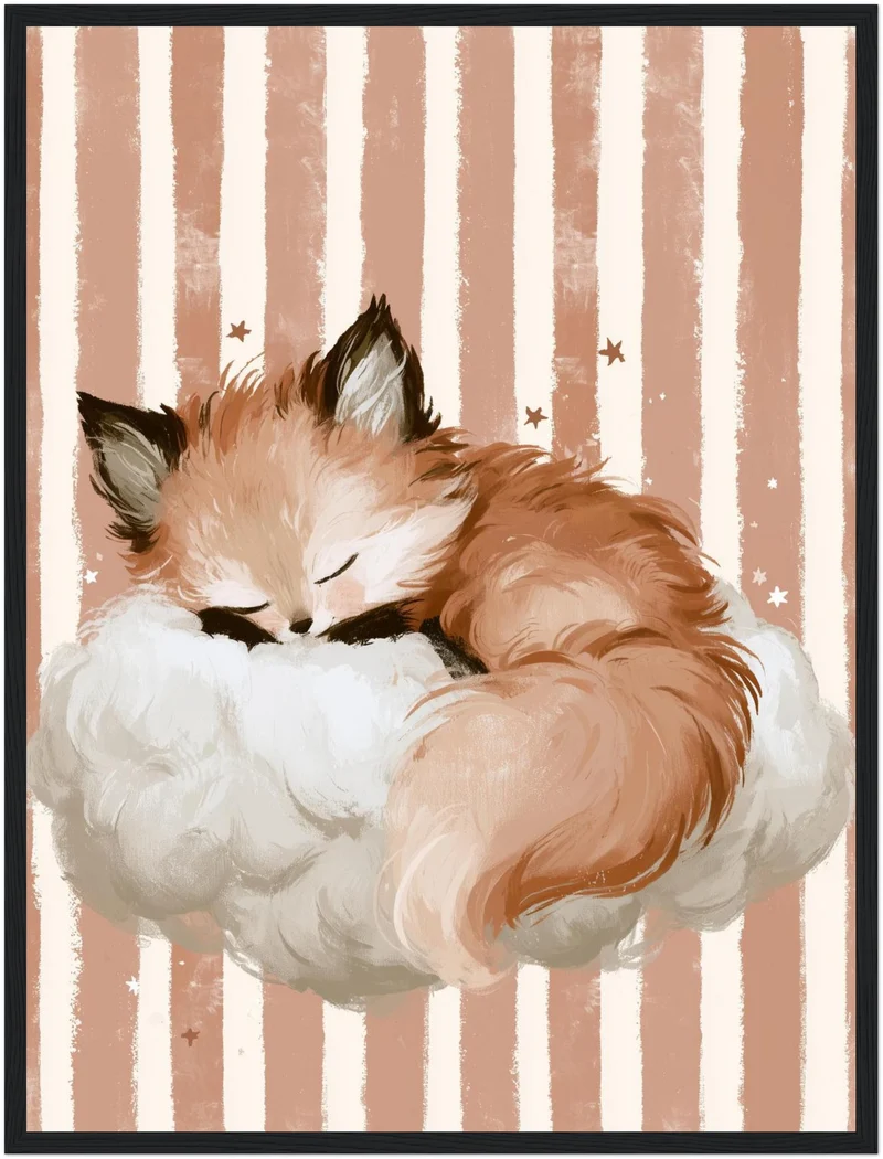 Schlafendes Füchslein auf Wolke Poster