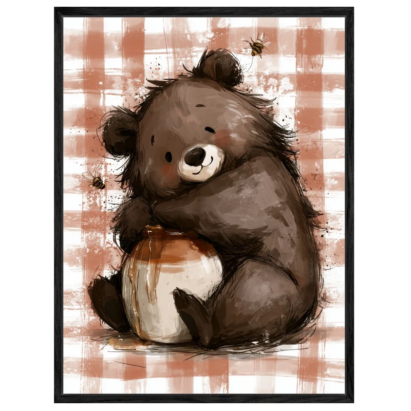 Bär mit Honigtopf Leinwand