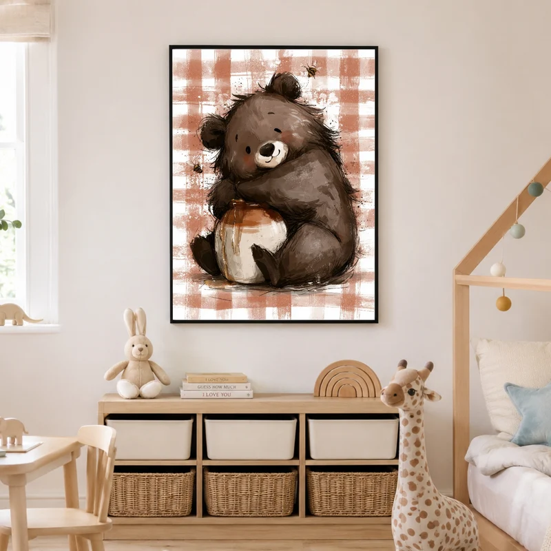 Bär mit Honigtopf Poster