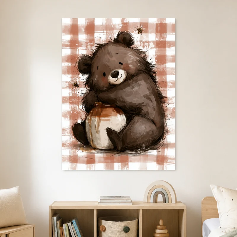 Bär mit Honigtopf Poster