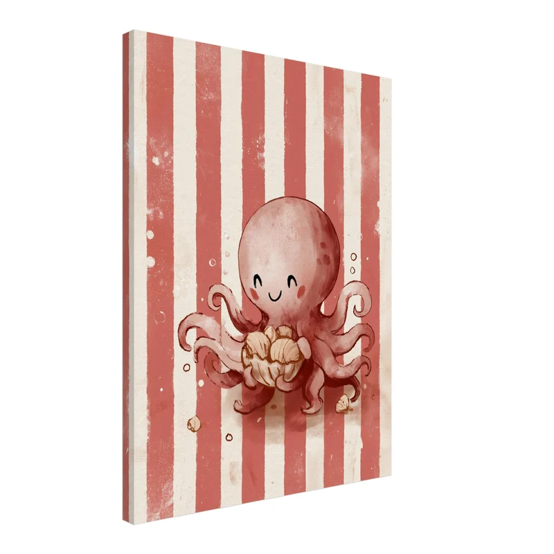 Glücklicher Oktopus mit Muschel Leinwand