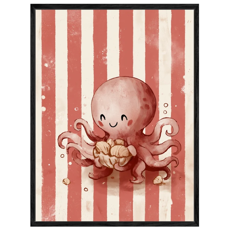 Glücklicher Oktopus mit Muschel Leinwand