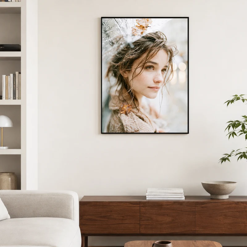 Mädchen im Herbstregen Poster