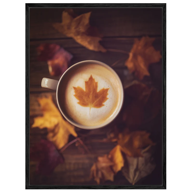 Herbstkaffee mit Ahornblatt Leinwand