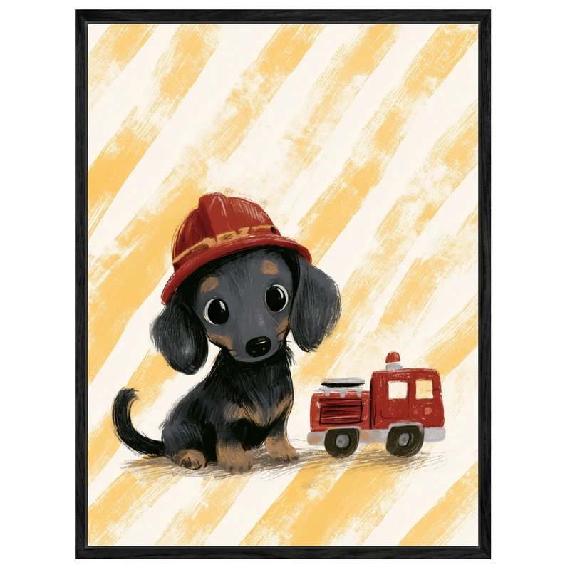 Feuerwehr-Dackel mit Helm Leinwand