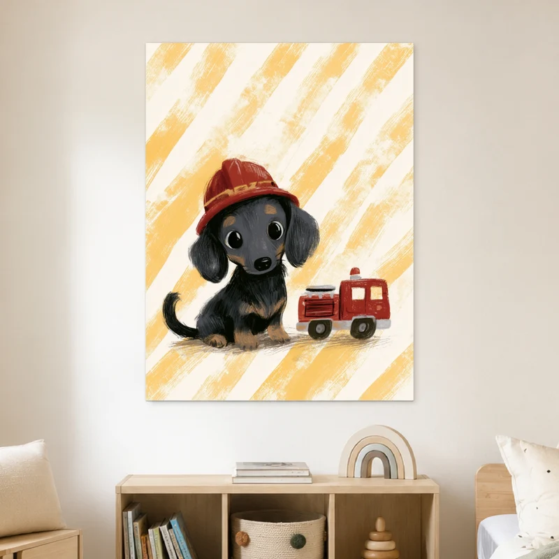 Feuerwehr-Dackel mit Helm Poster