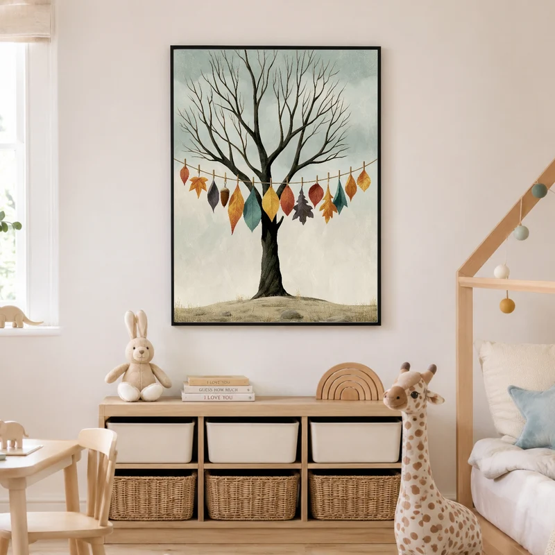 Blätter auf der Wäscheleine Poster