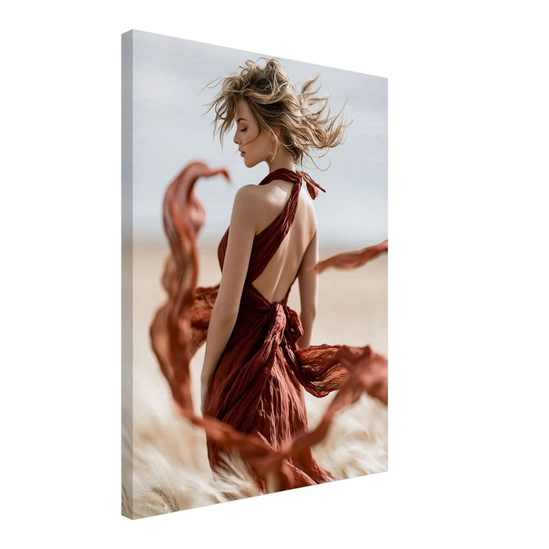 Frau im Wüstenwind Leinwand