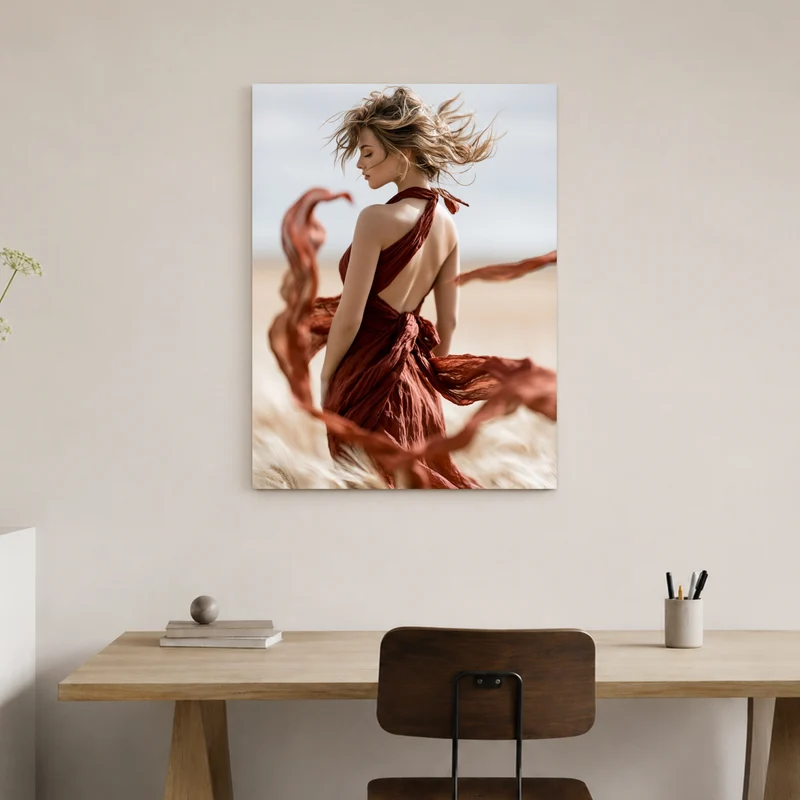 Frau im Wüstenwind Leinwand
