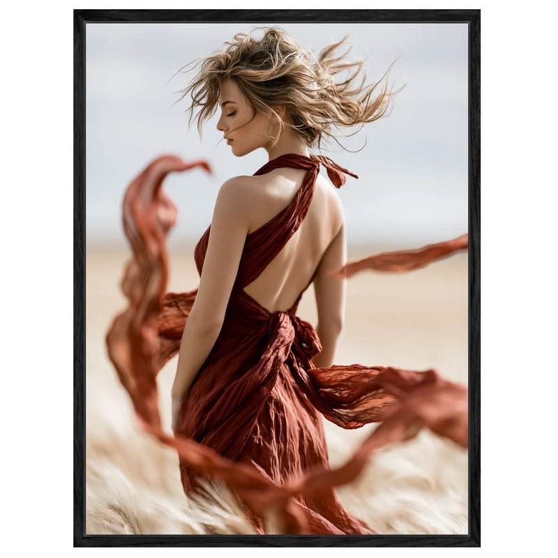 Frau im Wüstenwind Leinwand