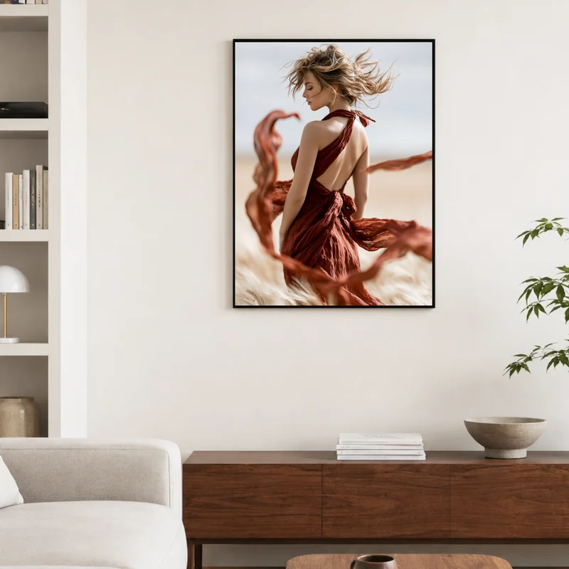 Frau im Wüstenwind Poster
