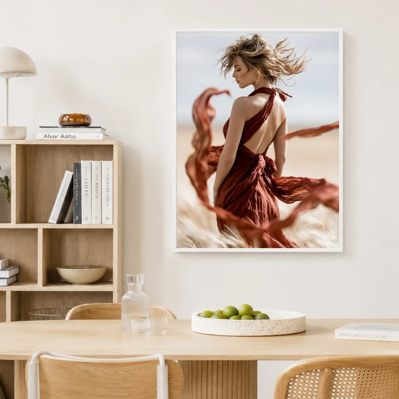 Frau im Wüstenwind Poster
