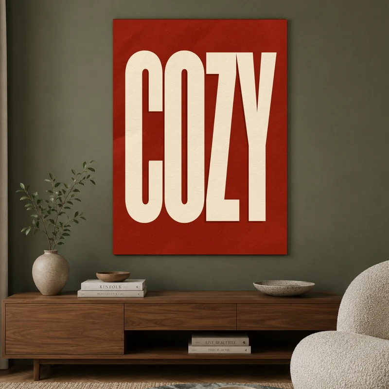 Cozy Schriftzug in rot Leinwand