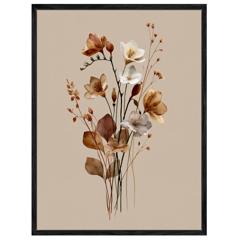 Getrocknete Wildblumen Japandi Leinwand