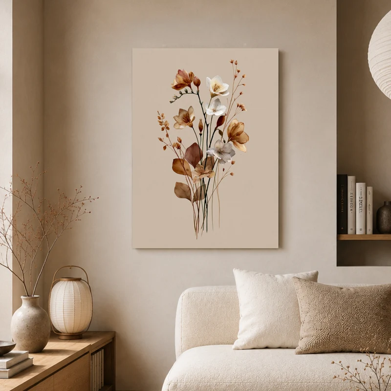 Getrocknete Wildblumen Japandi Poster
