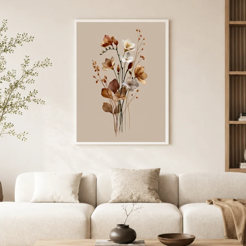 Getrocknete Wildblumen Japandi Poster