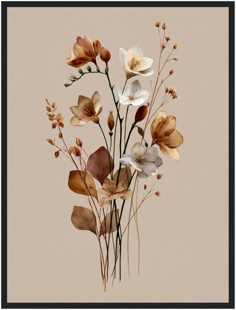 Getrocknete Wildblumen Japandi Poster