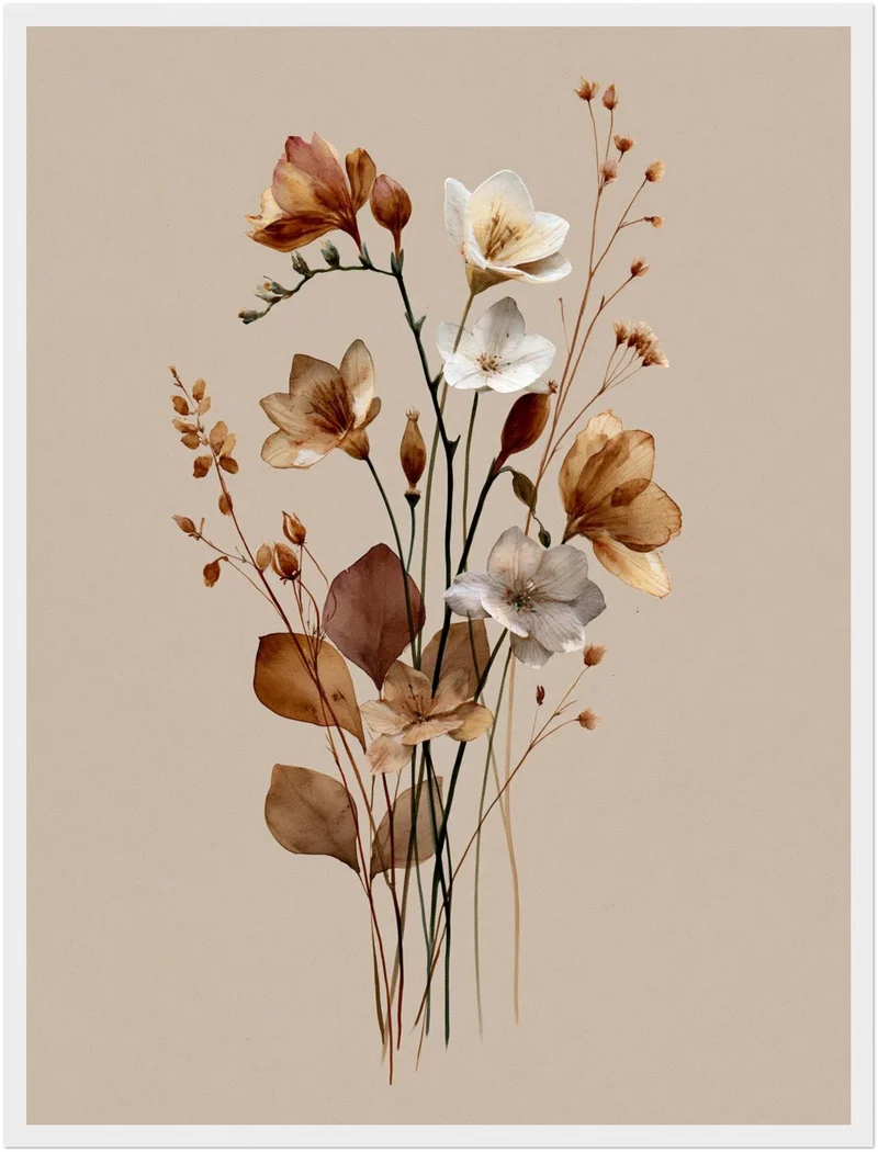 Getrocknete Wildblumen Japandi Poster