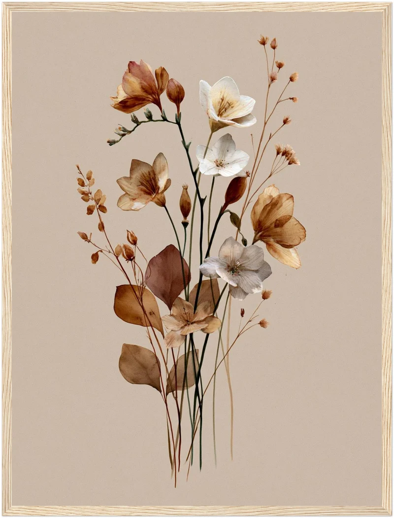 Getrocknete Wildblumen Japandi Poster