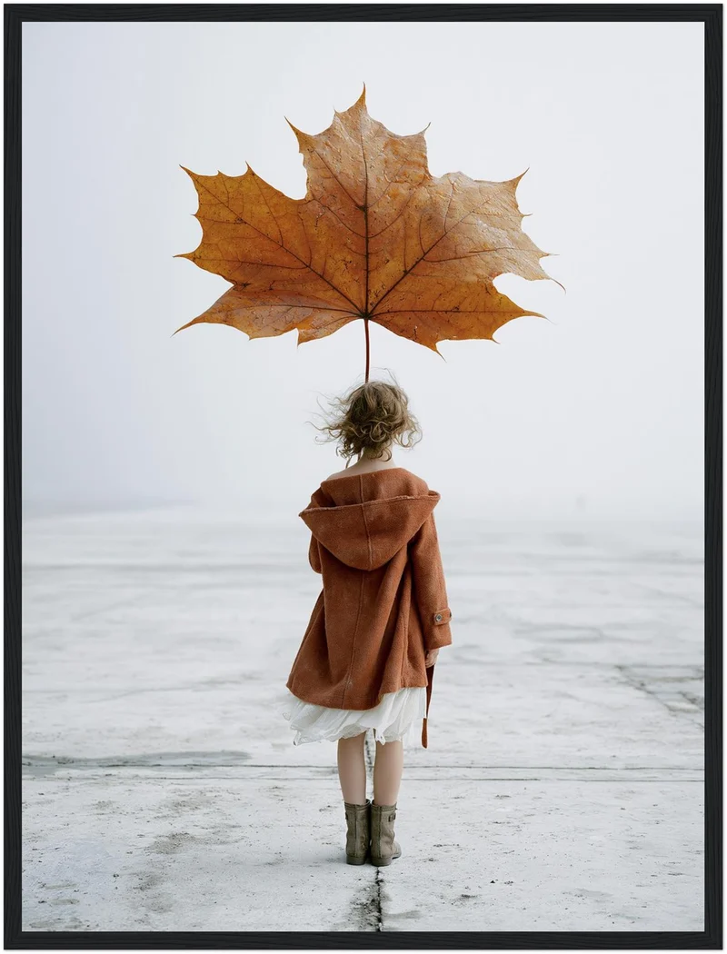 Mädchen mit Herbstblatt Poster