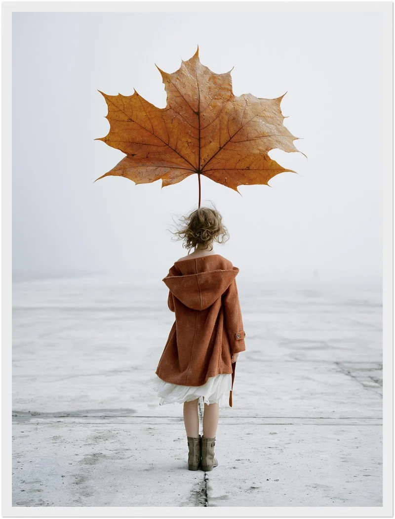 Mädchen mit Herbstblatt Poster