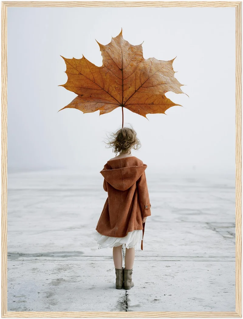 Mädchen mit Herbstblatt Poster