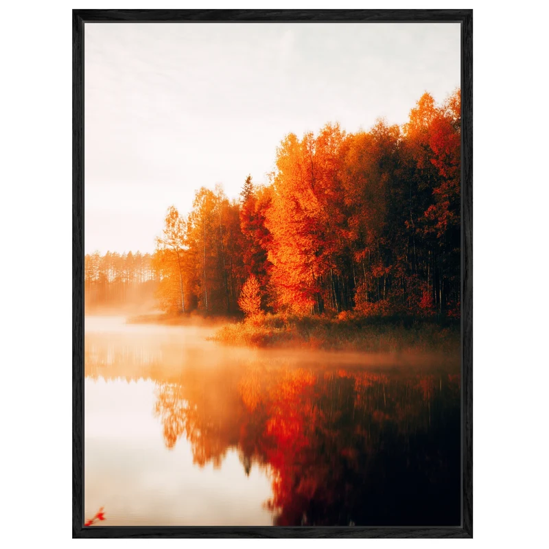 Herbstnebel am See Leinwand