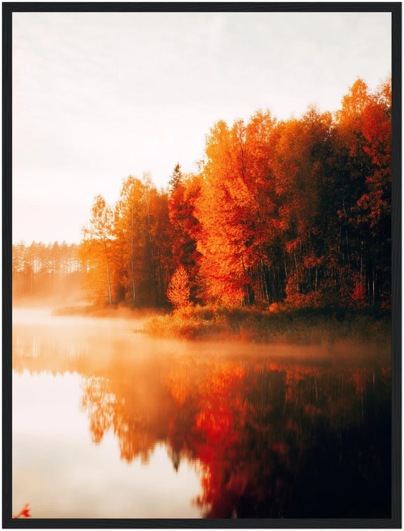 Herbstnebel am See Poster