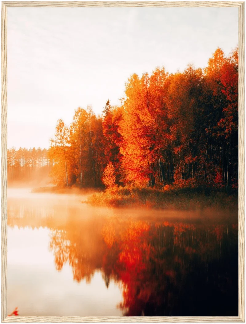 Herbstnebel am See Poster