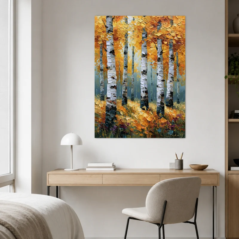 Goldener Birkenwald im Herbst Leinwand