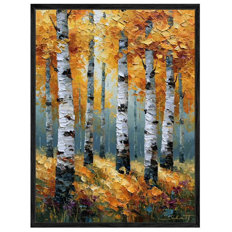 Goldener Birkenwald im Herbst Leinwand