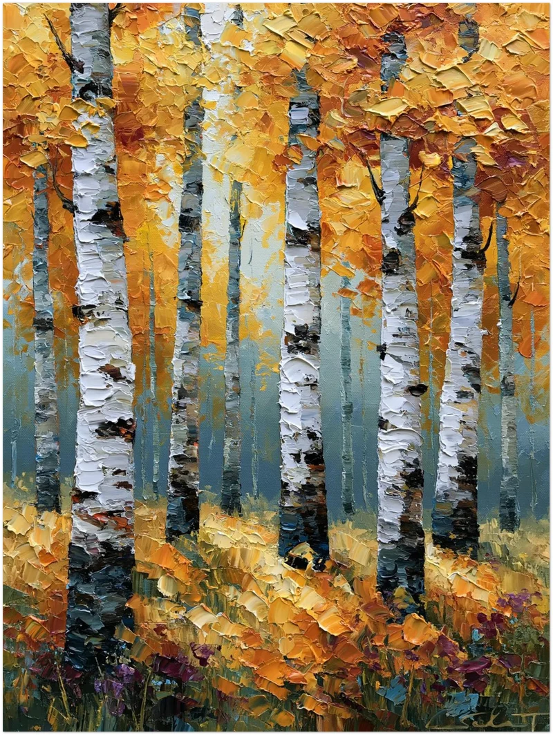 Goldener Birkenwald im Herbst Poster