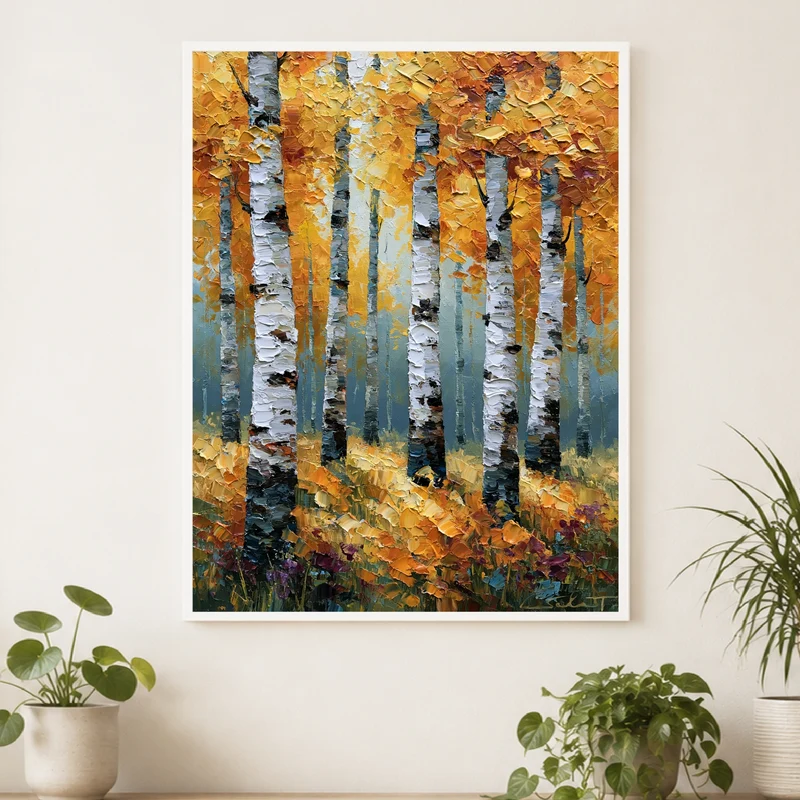 Goldener Birkenwald im Herbst Poster