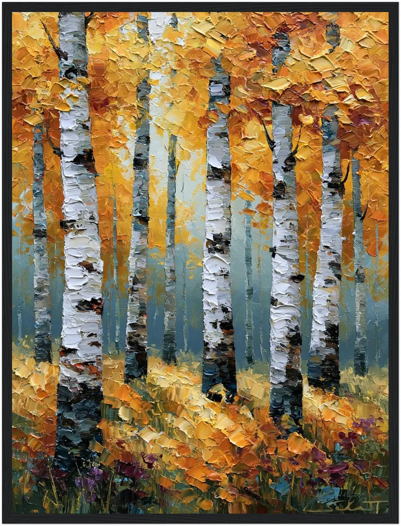 Goldener Birkenwald im Herbst Poster