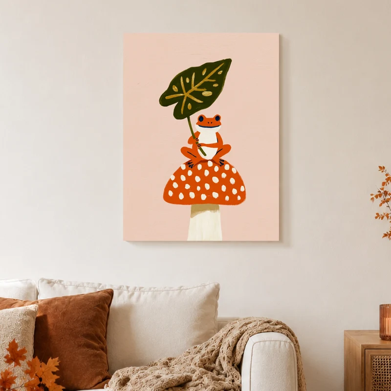 Frosch auf Fliegenpilz Poster