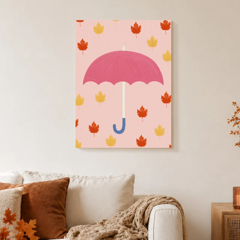 Regenschirm im Blätterregen Leinwand