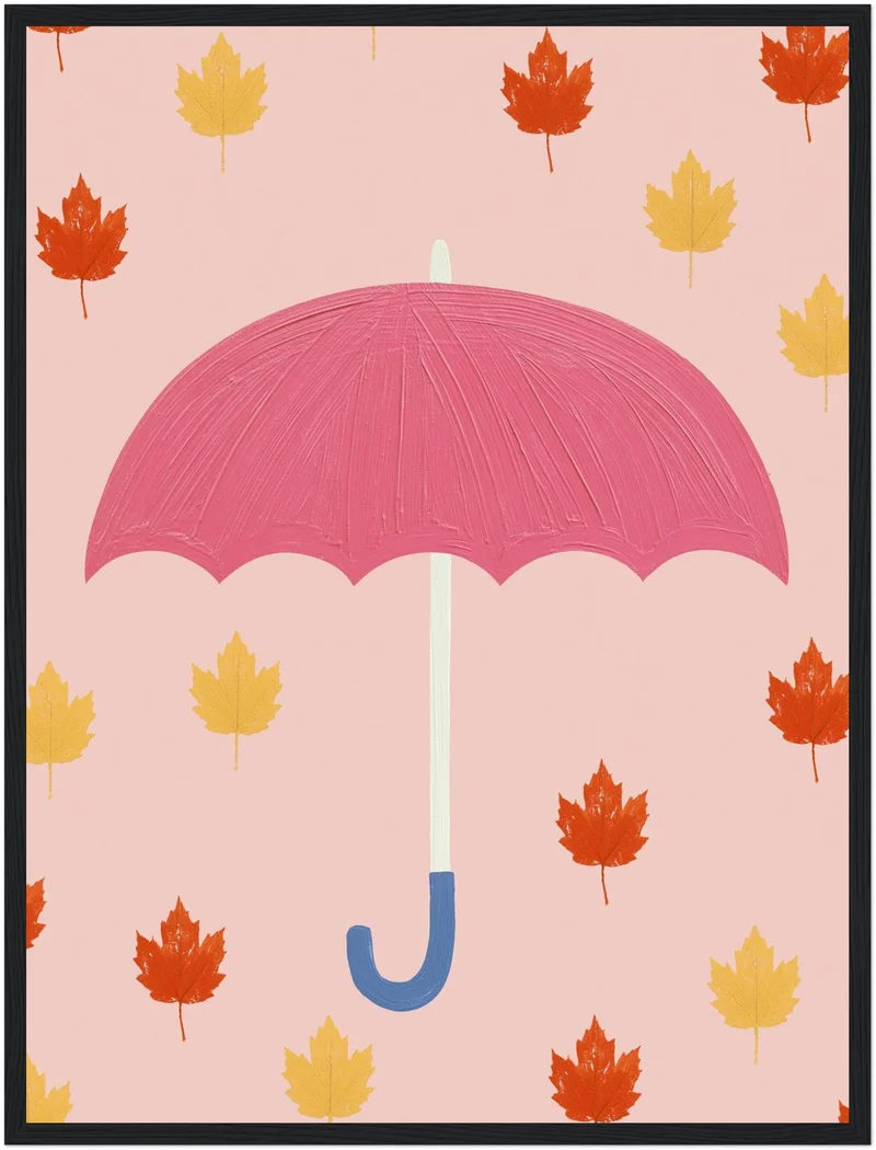 Regenschirm im Blätterregen Poster