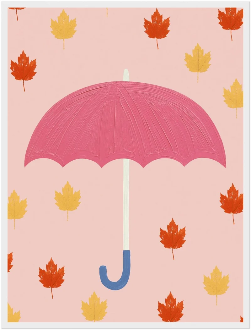 Regenschirm im Blätterregen Poster