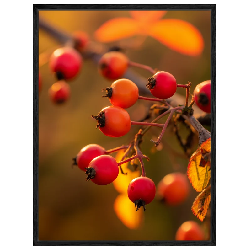 Rote Hagebutten im Herbstlicht Leinwand