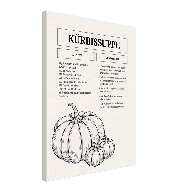 Kürbissuppe Rezept Vol. I Leinwand