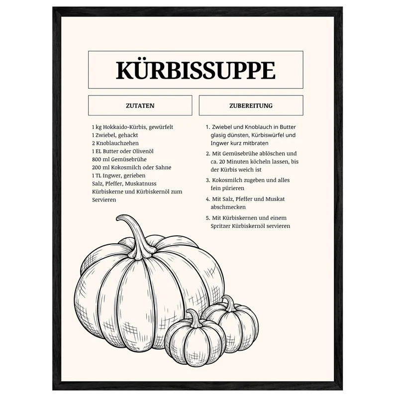 Kürbissuppe Rezept Vol. I Leinwand