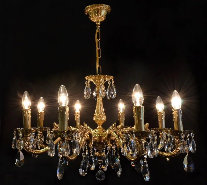 Casa Padrino Luxus Barock Kristall Kronleuchter Gold Ø 72 x H. 44 cm - Prunkvolle Messing Kronleuchter mit böhmischem Kristallglas - Barock Möbel - Edel & Prunkvoll