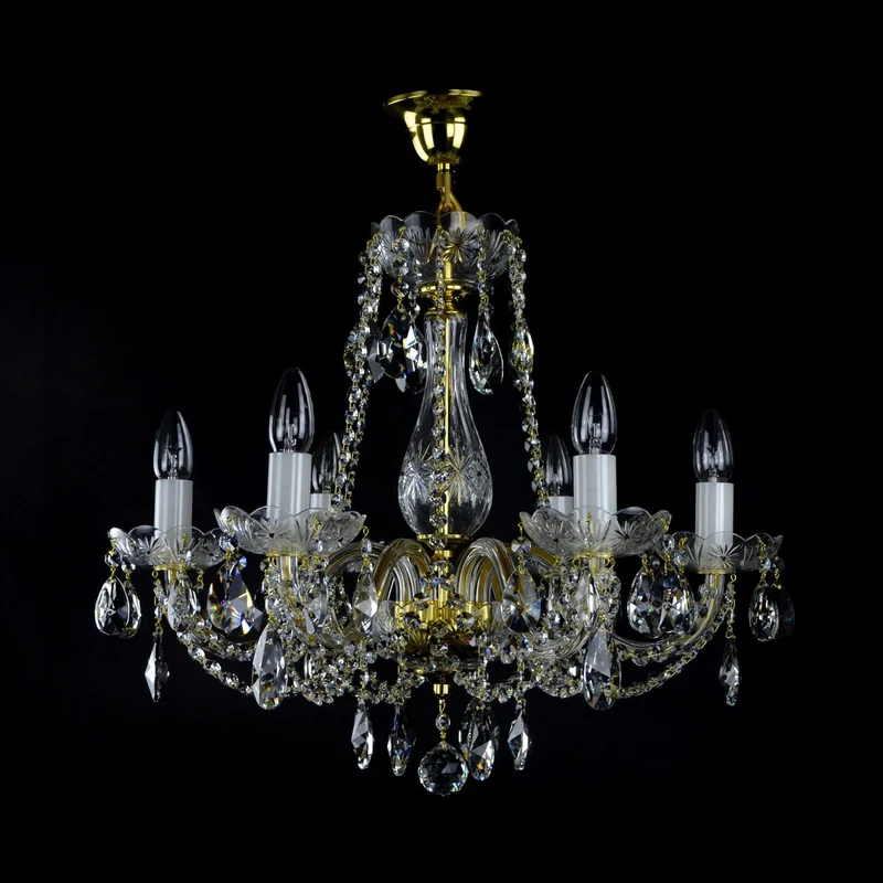 Casa Padrino Luxus Barock Kristall Kronleuchter Gold Ø 59 x H. 56 cm - Prunkvolle Messing Kronleuchter mit böhmischem Kristallglas - Barock Möbel - Edel & Prunkvoll