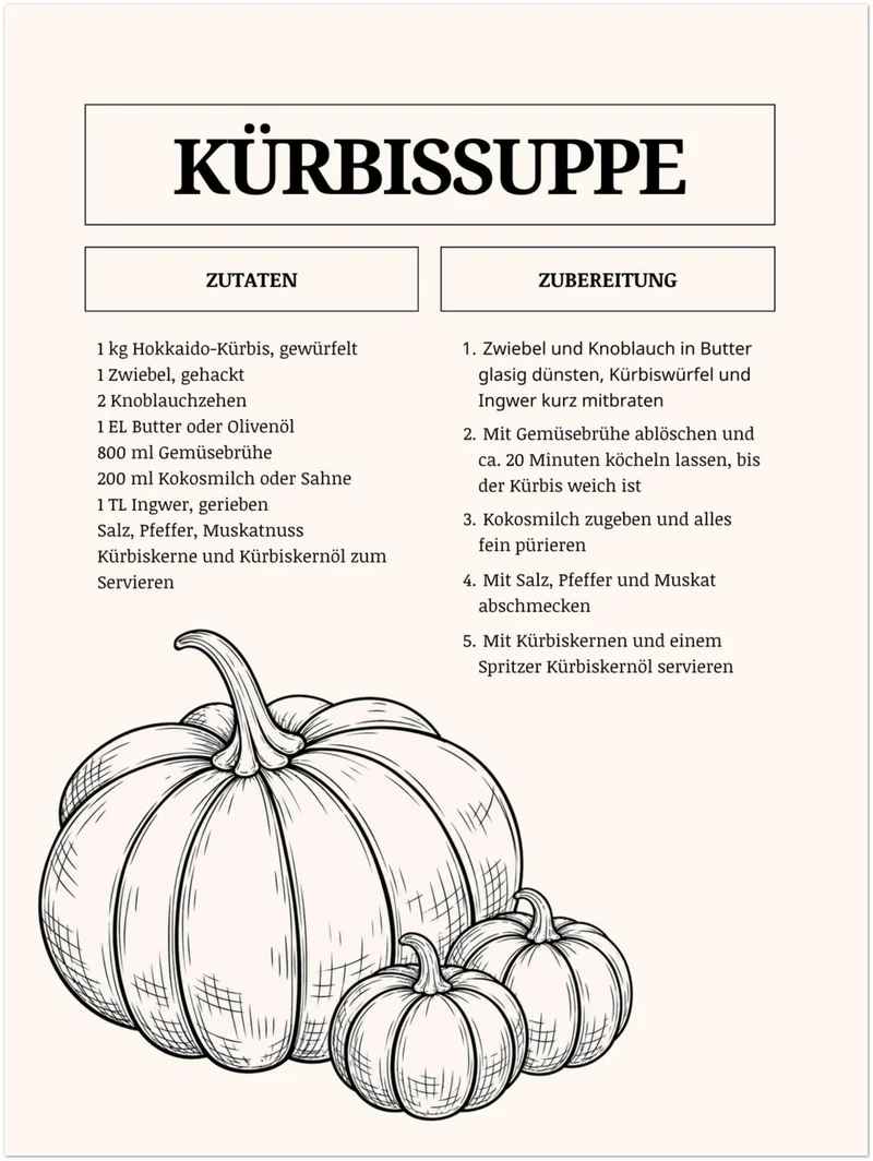 Kürbissuppe Rezept Vol. I Poster