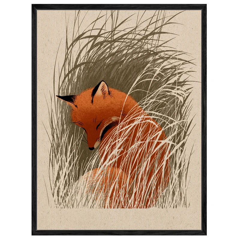 Schlafender Fuchs im Schilf Leinwand