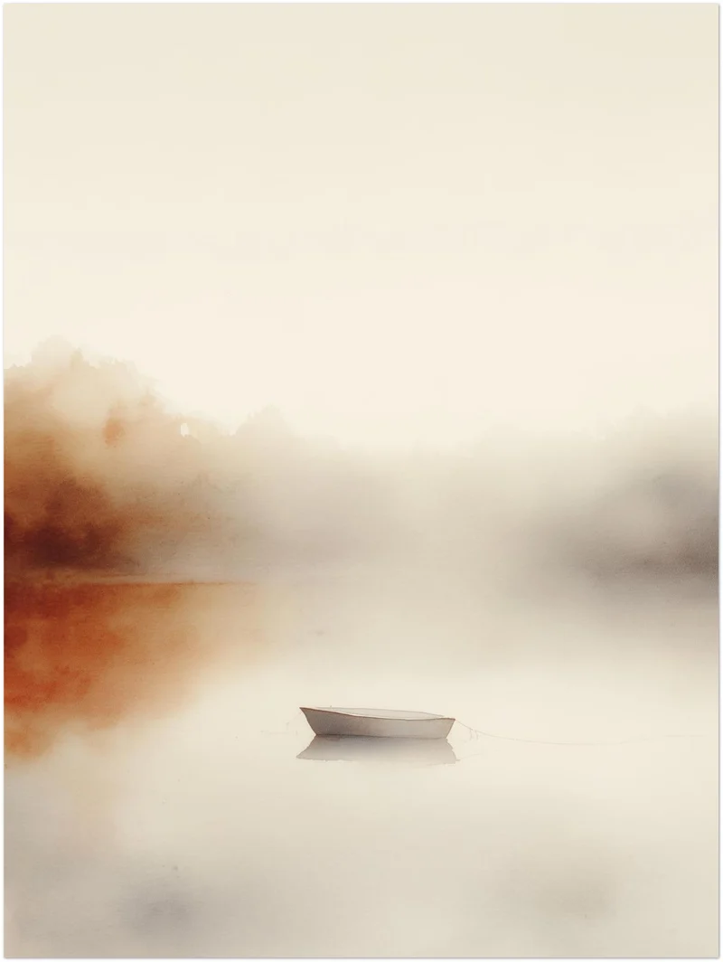 Stilles Boot im Nebel Leinwand
