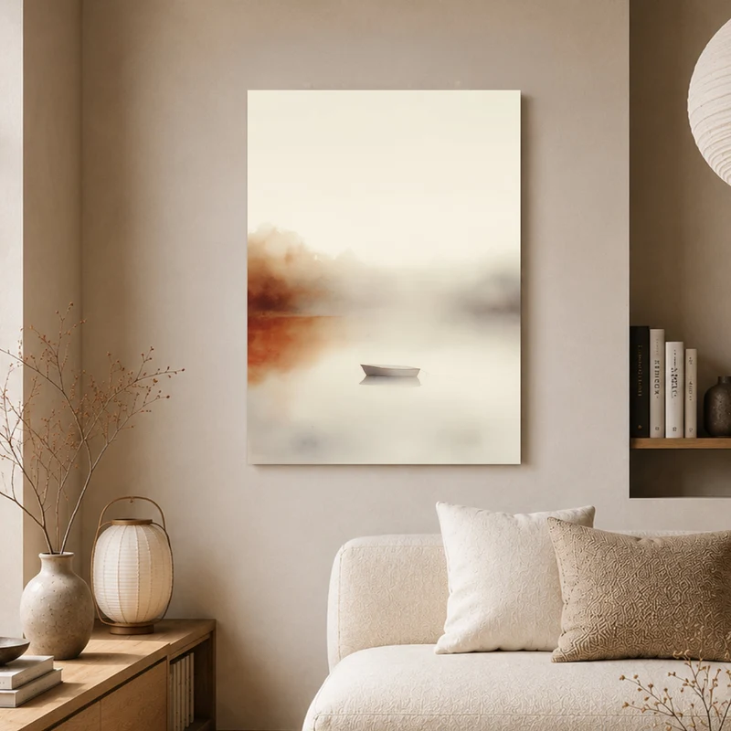 Stilles Boot im Nebel Poster